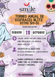 Flyer Torneo de Disfraces Smile Factory 2025                                                        