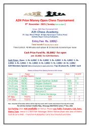 A2H Prize Money Open Chess Tournament Sunday 9th Nov 2025                                           
