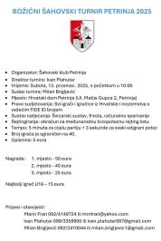 Raspis Božićni turnir Petrinja 2025                                                                 