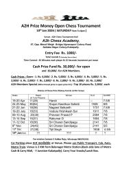 A2H Prize Money Open Chess Tournament 10th Jan 2026 SATURDAY                                        