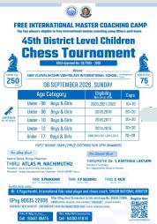 KARUR KASPAROV CHESS ACADEMY  INTERNATIONAL MASTER COACHING CAMP 45TH  DISTRICT LEVEL TMT           